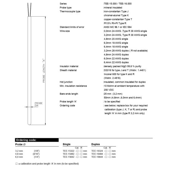 MI-Cable Thermocouples with Skinned Ends