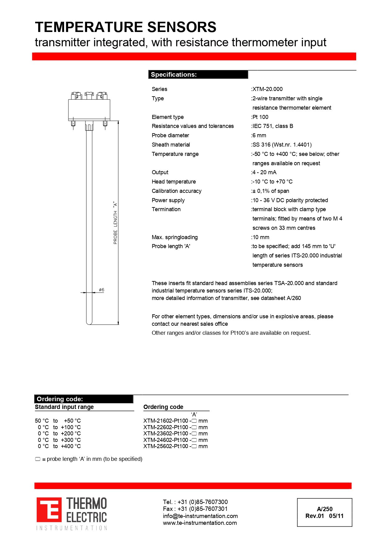 Temperature Sensors Transmitter Integrated with Resistance Thermometer Input