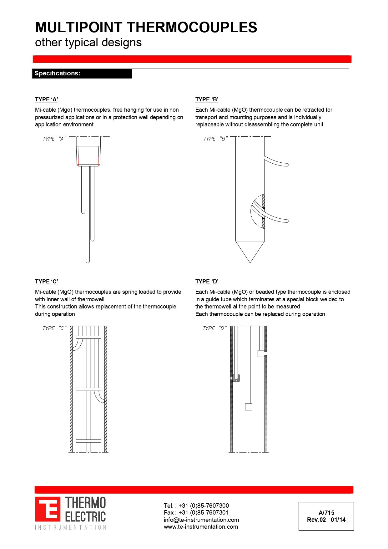 Multipoint Thermocouples Other Typical Designs