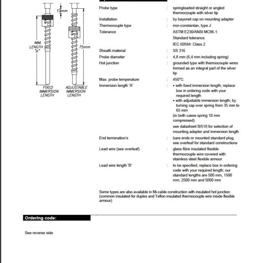 Spring-Loaded Thermocouples with Silver Tip