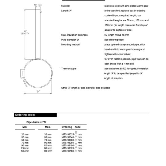 Pipe Clamp Adapters for Spring-Loaded Thermocouples