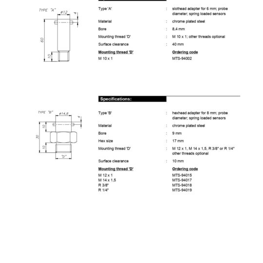 Mounting Adapters for Spring-Loaded Sensors