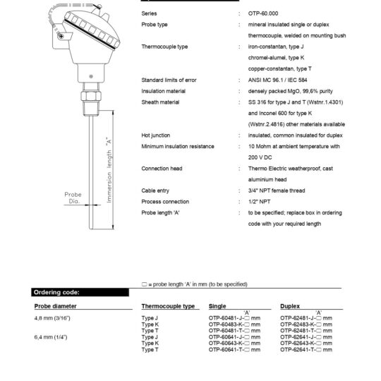Direct Immersion Mi-Cable Couples with Fixed Bush