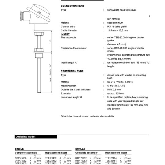 Temperature Sensors with Replaceable Insert