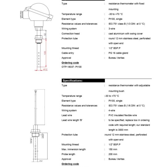 Air Temperature Sensors for Direct Immersion - Veritas